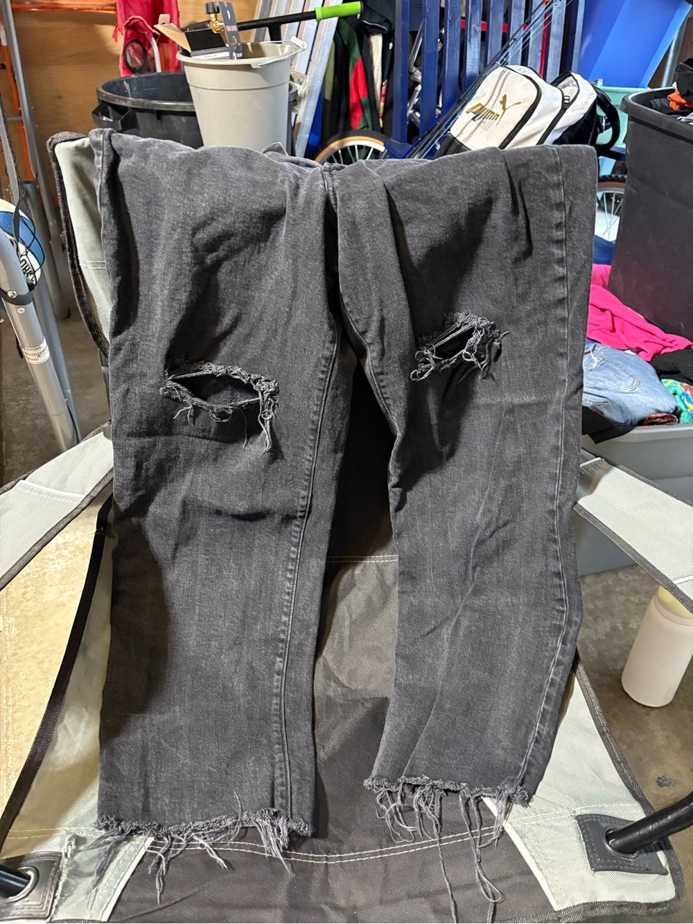 Old Navy Black Ripped Cropped Jeans with Frayed Hems